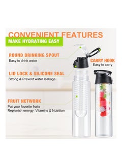 SYOSI Fruit Infuser Water Bottle, 28 oz Leakproof Water Infuser Bottle, Large Capacity Plastic Infused Water Bottles for Women Men Gym Bike Camping Travel Tea Drink Gift, Multicolor(4 Pieces)  - Image 4