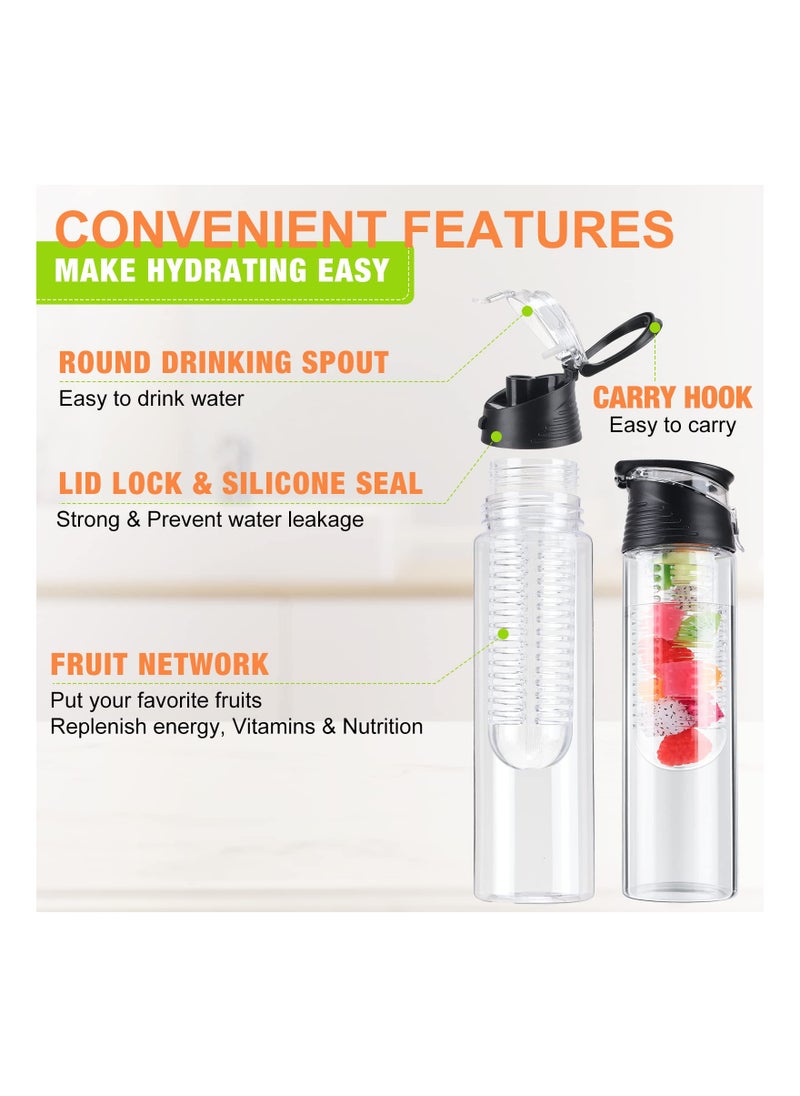 SYOSI - Fruit Infuser Water Bottle, 28 oz Leakproof Water Infuser Bottle, Large Capacity Plastic Infused Water Bottles for Women Men Gym Bike Camping Travel Tea Drink Gift, Multicolor(4 Pieces) - Image 1