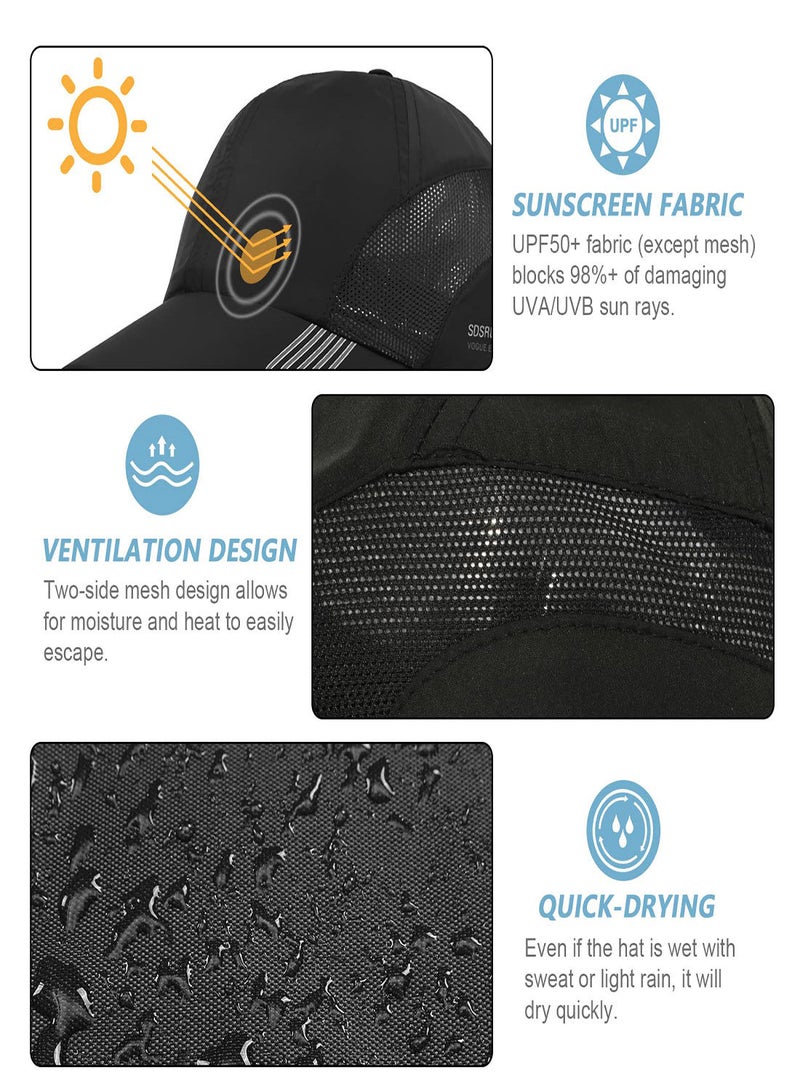 SYOSI Foldable Baseball Cap,  Mesh Quick Dry Hat Breathable Summer Sun Protection Cap Unisex Outdoor Sports Hats with Adjustable Buckle Soft Brim Peaked Cap Lightweight Running Cap for Outdoor - Image 4