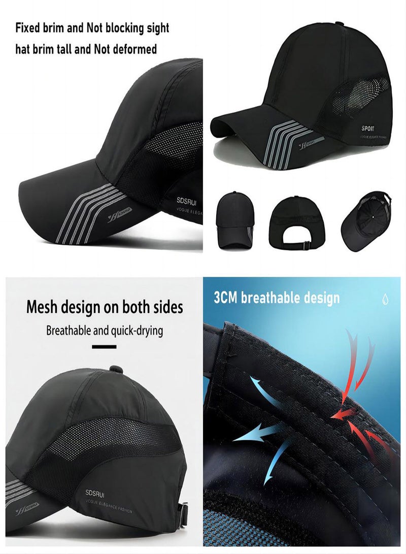 SYOSI Foldable Baseball Cap,  Mesh Quick Dry Hat Breathable Summer Sun Protection Cap Unisex Outdoor Sports Hats with Adjustable Buckle Soft Brim Peaked Cap Lightweight Running Cap for Outdoor - Image 3