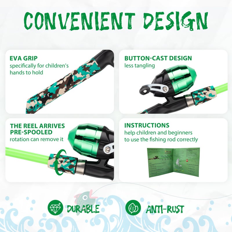 WIDDEN Kids Fishing Pole, Portable Telescopic Kids Fishing Poles for Boys and Girls, Fishing Rod and Reel Combo Kit with Tackle Box, and Fishing Net, Best Fishing Pole for Toddler Youth - Image 4