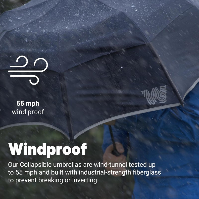 Weatherman Arnold Palmer Compact Collapsible Umbrella for Car and Backpack - Windproof, Resists Up to 55 MPH Winds - Protection From Wind, Rain & Sun (Classic) - Image 3