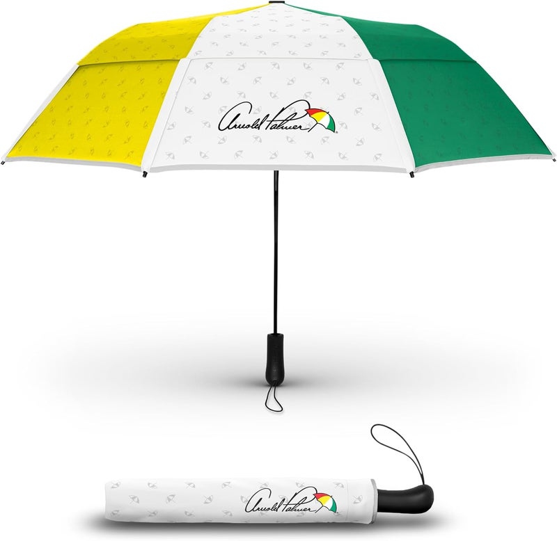 Weatherman Arnold Palmer Compact Collapsible Umbrella for Car and Backpack - Windproof, Resists Up to 55 MPH Winds - Protection From Wind, Rain & Sun (Classic) - Image 1
