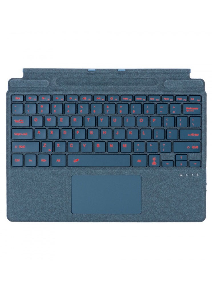 Arabic and English Keyboard for Microsoft Surface Pro 11/X/10/9/8, 7-color Keycap Alphabet Backlit Bluetooth Wireless Removable Keyboard with Magnetic Pen Slot