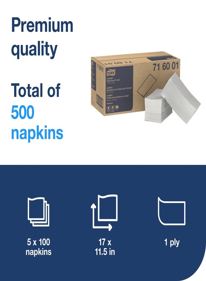 Tork LinStyle Valet Guest Towel White, 1/6 Fold, 5 x 100 Towels, 716001 - Image 2