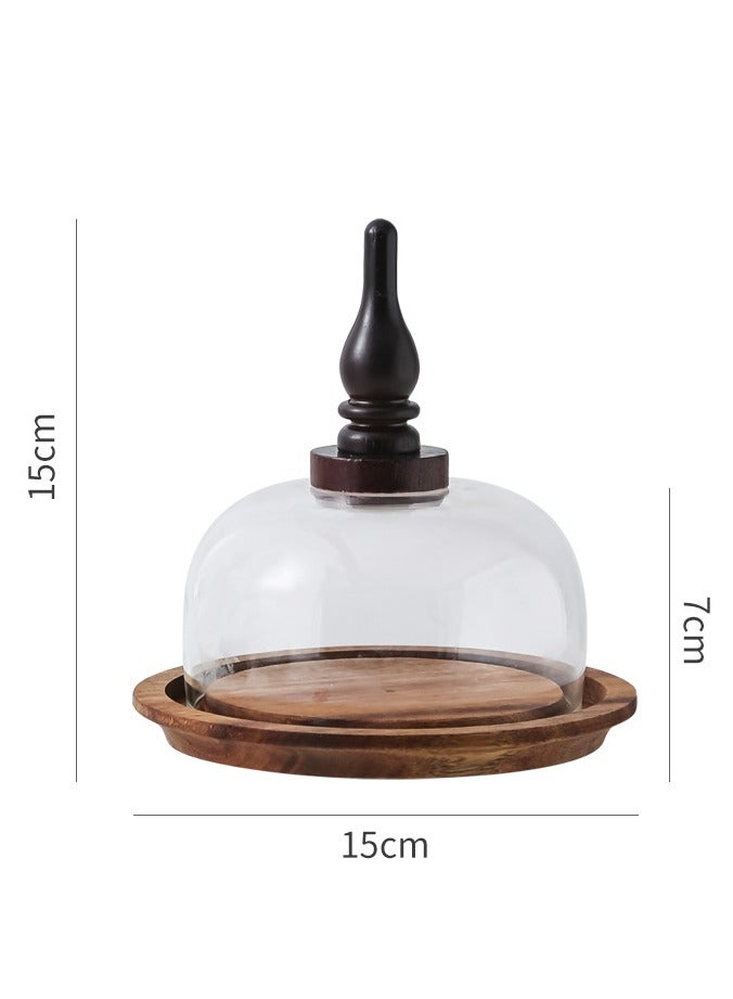 عام صينية خشبية لعرض الحلوى والكيك، حامل خبز وصندوق زبدة مع غطاء زجاجي، تجمع بين الجمال والعملية. - Image 5