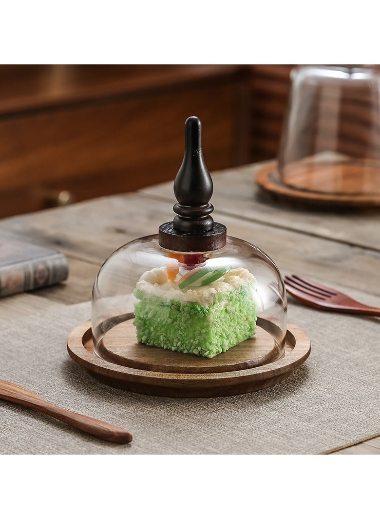 عام صينية خشبية لعرض الحلوى والكيك، حامل خبز وصندوق زبدة مع غطاء زجاجي، تجمع بين الجمال والعملية. - Image 1