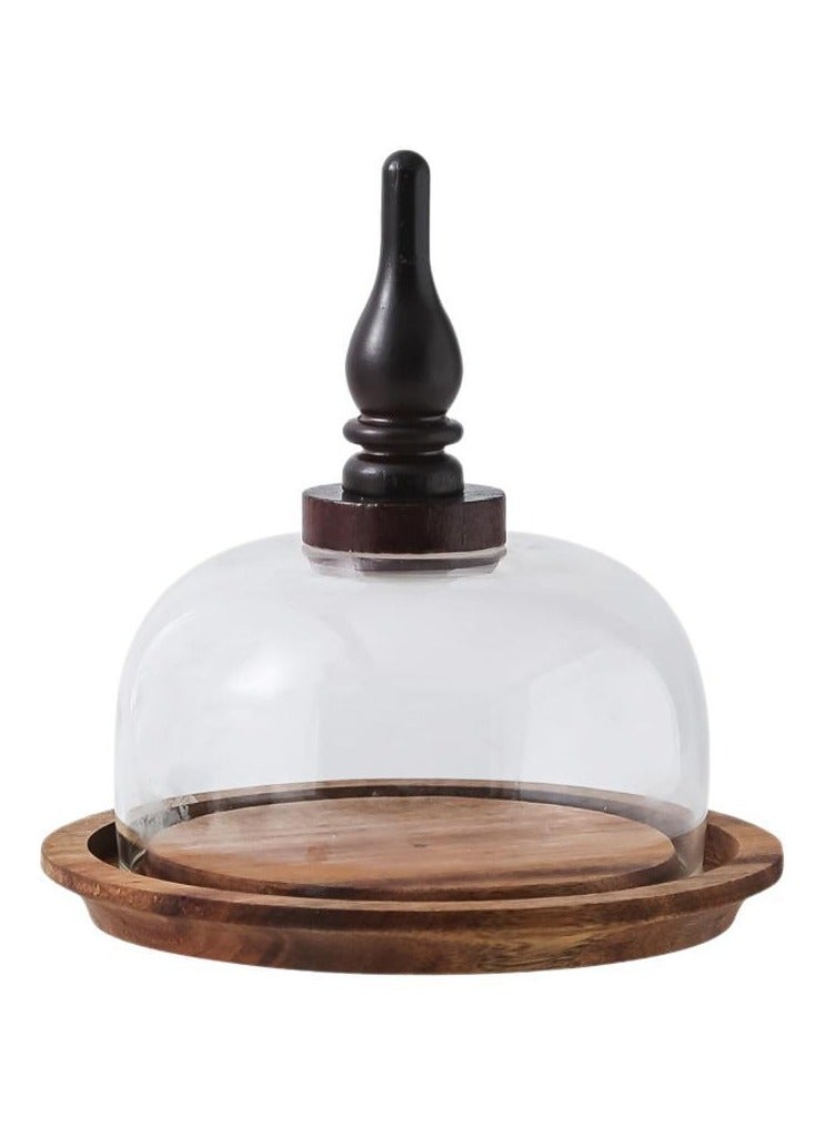 عام صينية خشبية لعرض الحلوى والكيك، حامل خبز وصندوق زبدة مع غطاء زجاجي، تجمع بين الجمال والعملية. - Image 4