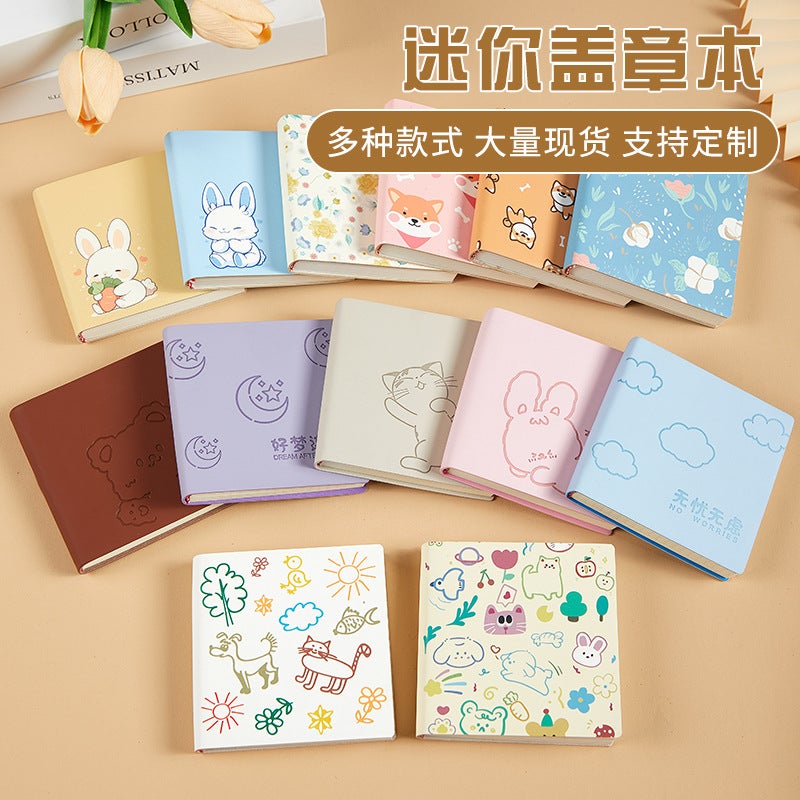 Cute Mini Stamp Notebook – Square Pocket Planner with Blank Grid Pages - Image 2