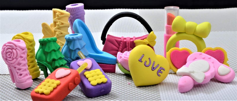 COI Fashion 3D Girl Sandal, Purse, Mobile Erasers for Kids Birthday Gift/Return Gift Set of 16 - Image 1