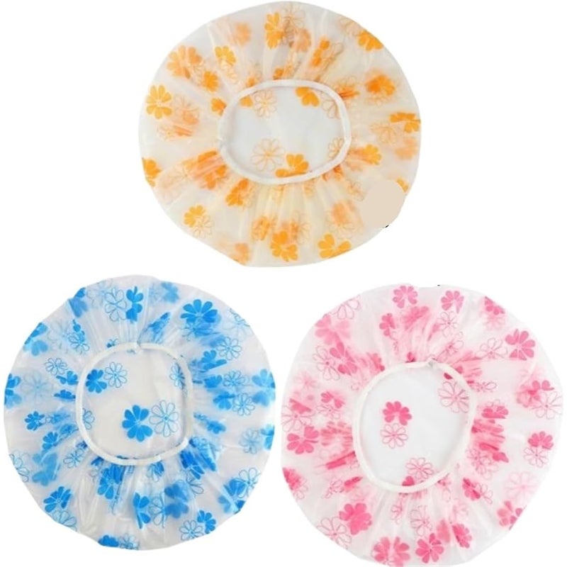 Polka Dot Waterproof Shower Cap - Reusable Elastic For Spa & Salon Hair Care(3pcs C) - Image 1