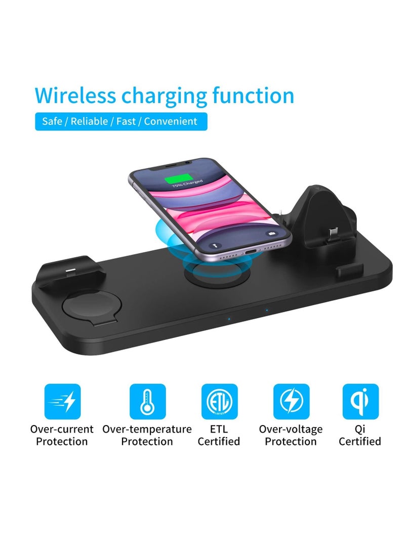Captaintech Foldable Wireless Charging Station/ Dock, MAKINGTEC Charger for Apple Devices and for Galaxy Series, 6 in 1. Compatible with All Devices for Wireless Charging/ iOS/ Android_Black KSA | Riyadh, Jeddah< - Image 4