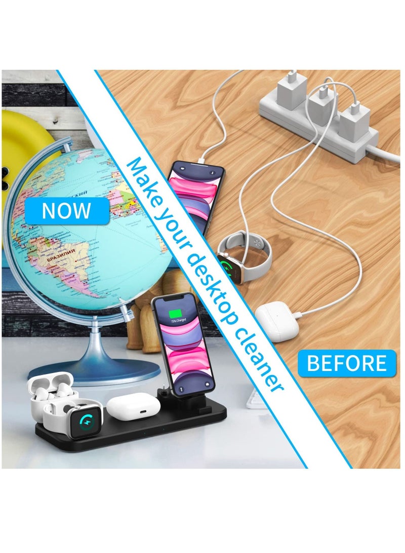 Captaintech Foldable Wireless Charging Station/ Dock, MAKINGTEC Charger for Apple Devices and for Galaxy Series, 6 in 1. Compatible with All Devices for Wireless Charging/ iOS/ Android_Black KSA | Riyadh, Jeddah< - Image 5