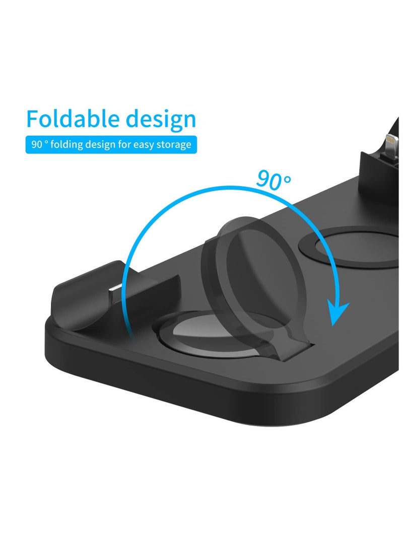 Captaintech Foldable Wireless Charging Station/ Dock, MAKINGTEC Charger for Apple Devices and for Galaxy Series, 6 in 1. Compatible with All Devices for Wireless Charging/ iOS/ Android_Black KSA | Riyadh, Jeddah< - Image 3