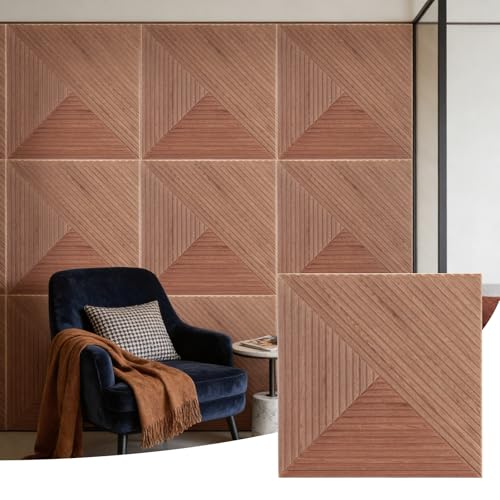 OLenyer 6 PCS Acoustical Wall Panels，23.6 x 23.6 Inch Self-adhesive Sound Absorbing Panels Decorative, Wood-Pattern Printing Soundproof Wall Panel for Home Office Studio,patchwork three-color - Image 1