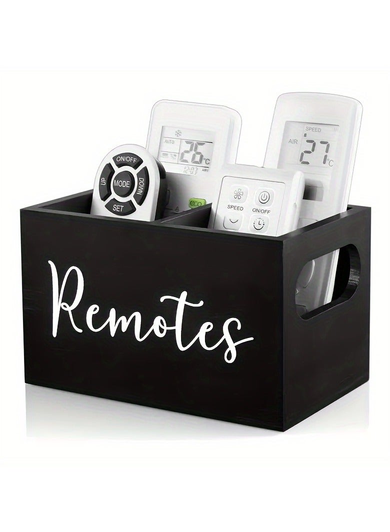 Arabest 1 Wooden Remote Control Storage Box with 2 Compartments, Stationery Storage Box, Glasses, Watch Storage Rack, Household Storage Rack for Living Room, Kitchen, Bedroom, Bathroom, Office, Desk, Shelf Baskets - Image 1