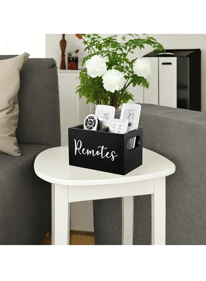 Arabest 1 Wooden Remote Control Storage Box with 2 Compartments, Stationery Storage Box, Glasses, Watch Storage Rack, Household Storage Rack for Living Room, Kitchen, Bedroom, Bathroom, Office, Desk, Shelf Baskets - Image 2