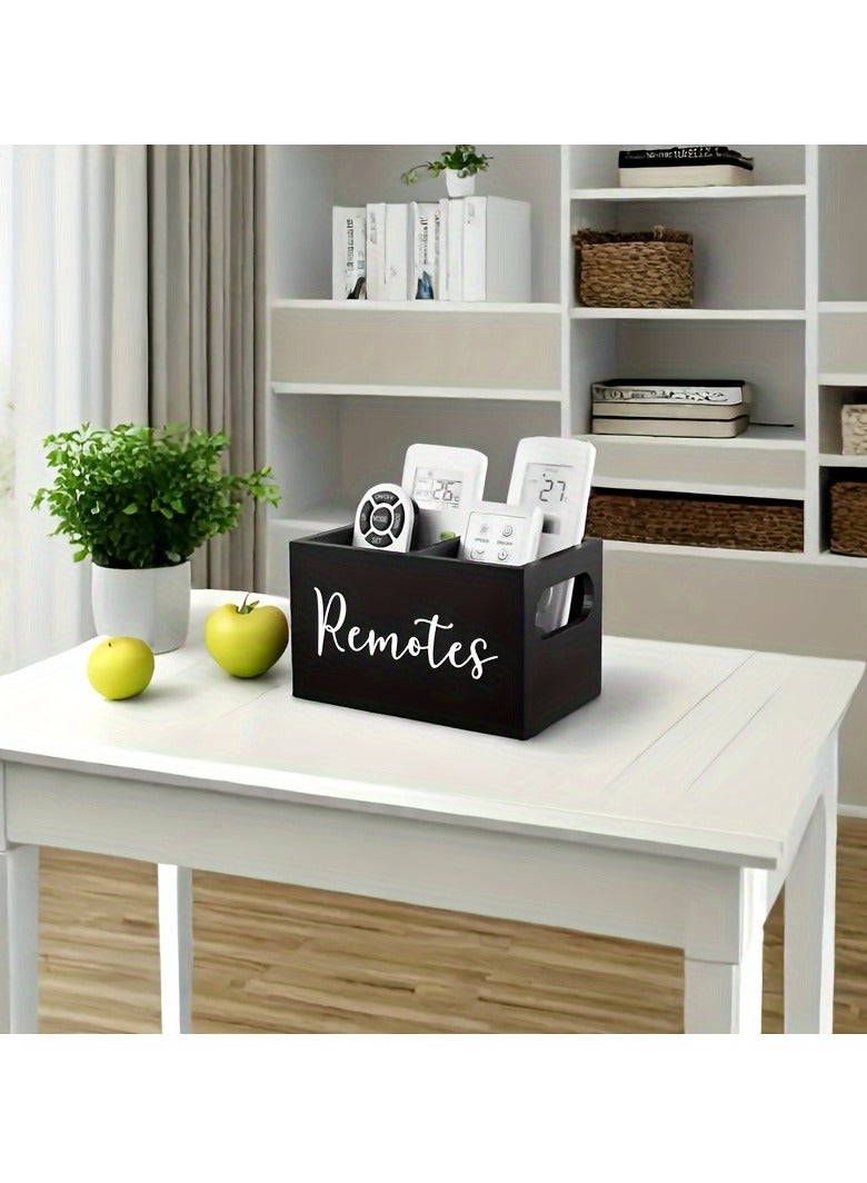 Arabest 1 Wooden Remote Control Storage Box with 2 Compartments, Stationery Storage Box, Glasses, Watch Storage Rack, Household Storage Rack for Living Room, Kitchen, Bedroom, Bathroom, Office, Desk, Shelf Baskets - Image 3