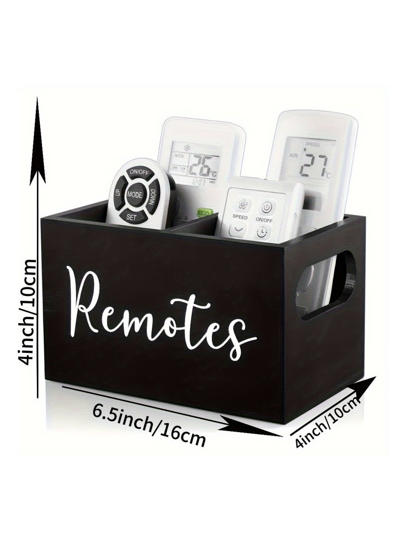 Arabest 1 Wooden Remote Control Storage Box with 2 Compartments, Stationery Storage Box, Glasses, Watch Storage Rack, Household Storage Rack for Living Room, Kitchen, Bedroom, Bathroom, Office, Desk, Shelf Baskets - Image 5