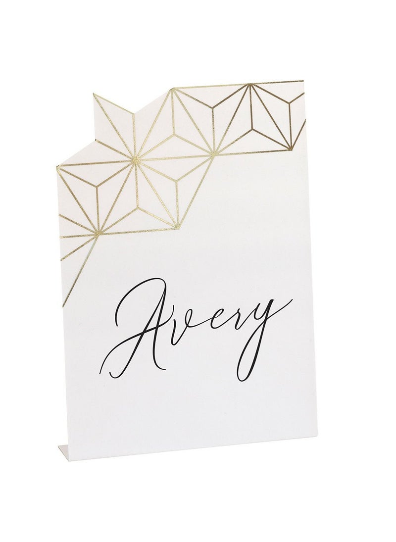 Unique Golden Pattern Place Cards White Cardboard 20cm 6-Pack - Image 1