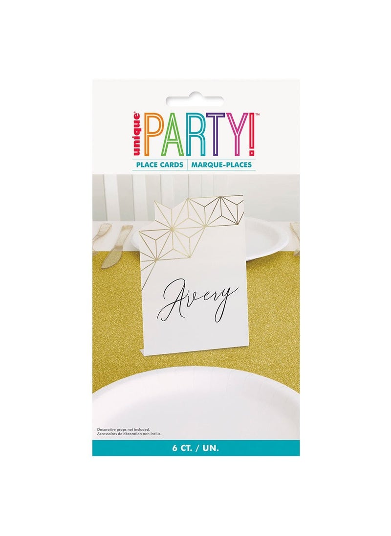 Unique Golden Pattern Place Cards White Cardboard 20cm 6-Pack - Image 2