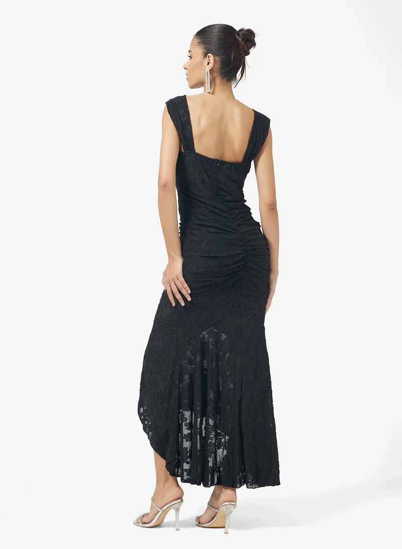جينجر Corset Bodice Floral Burnout Dress