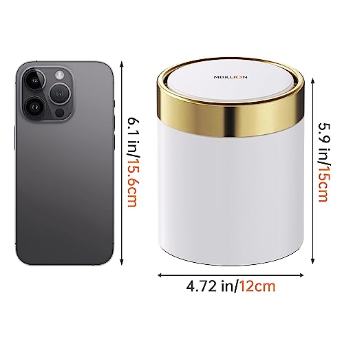 Mbillion Mini Trash Can with Lid, Desktop Small Trash Can Recycling Bin Cute Metal Garbage Can for Tabletop Countertop Use,Stainless Steel 0.4Gal/1.5L Waste Bin for Office Parlor Car Bedroom,Swing Lid Open - Image 5