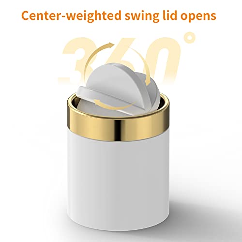 Mbillion Mini Trash Can with Lid, Desktop Small Trash Can Recycling Bin Cute Metal Garbage Can for Tabletop Countertop Use,Stainless Steel 0.4Gal/1.5L Waste Bin for Office Parlor Car Bedroom,Swing Lid Open - Image 2