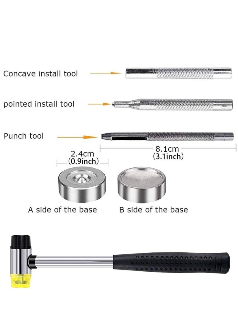 Luckam Snap Fasteners Kit for Leather, 120 Set 12mm Metal Button Snaps Press Studs with 4 Setter Tools, 1 Hammer, Color Leather Clothes, Jackets, Jeans Wears, Bracelets, Bags - Image 2