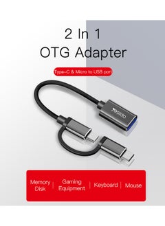 Yesido Yesido GS02 Cotton Braided Cable 2 in 1 Widely Compatible Anti-stretch 10CM OTG Adapter Type-C/Micro TO USB - Black  - Image 3
