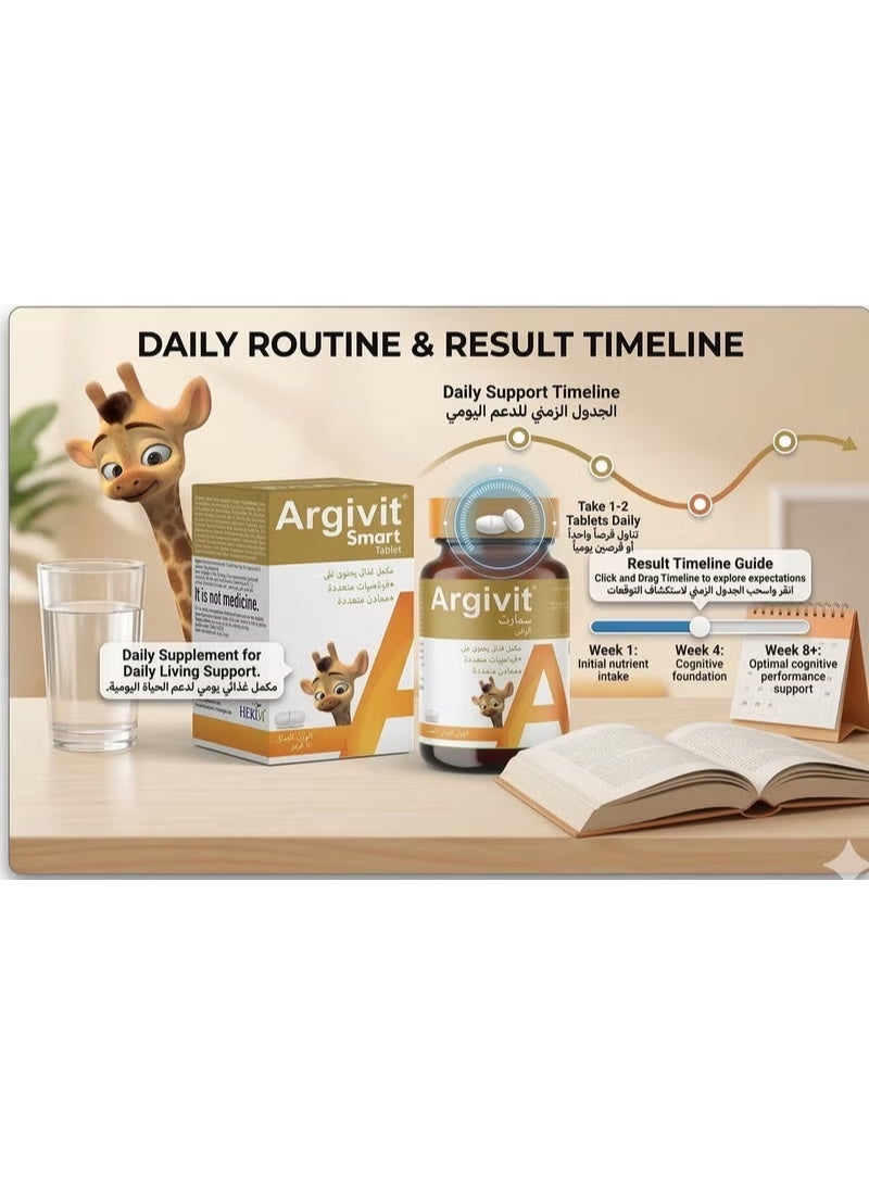 Argivit Smart Multivitamin Tablets for Kids 11+, Brain and Memory Support with L-Arginine, 30 Tablets - Image 4
