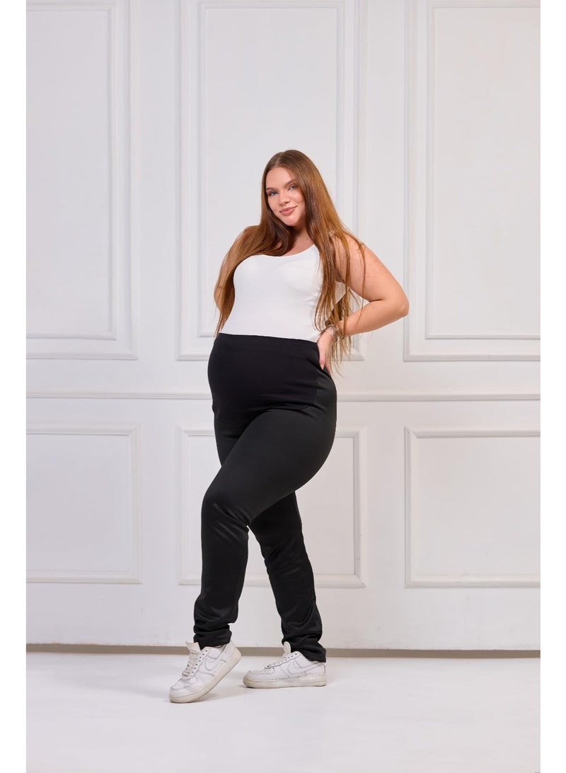 توباي ليجن حمل مبطن فرو ناعم للشتاء –  تصميم مريح بخصر مطاطي عالي لدعم البطن – دافئ، أنيق ومثالي للأم الحامل - Image 5