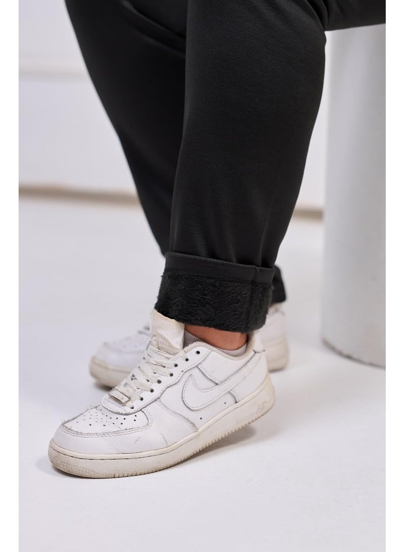 توباي ليجن حمل مبطن فرو ناعم للشتاء –  تصميم مريح بخصر مطاطي عالي لدعم البطن – دافئ، أنيق ومثالي للأم الحامل - Image 3