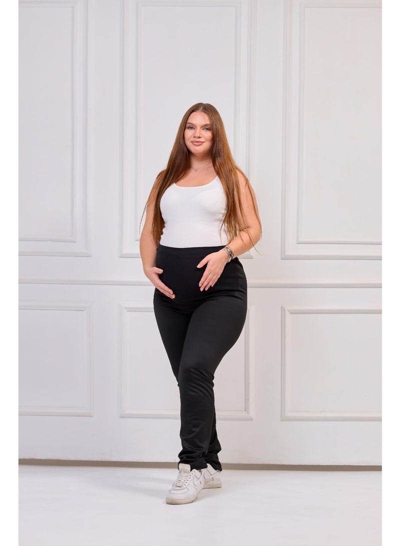 توباي ليجن حمل مبطن فرو ناعم للشتاء –  تصميم مريح بخصر مطاطي عالي لدعم البطن – دافئ، أنيق ومثالي للأم الحامل - Image 1