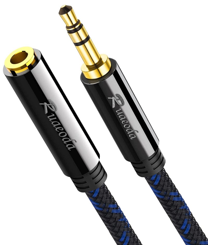 Ruaeoda 3.5 Male to Female AUX Extension Cable 10 ft,Double Shielded Braid 3.5mm Auxiliary Stereo Audio Headphone Extension Cable Nylon Braided Auxiliary Male to Female Long AUX Extension Cord - Image 1