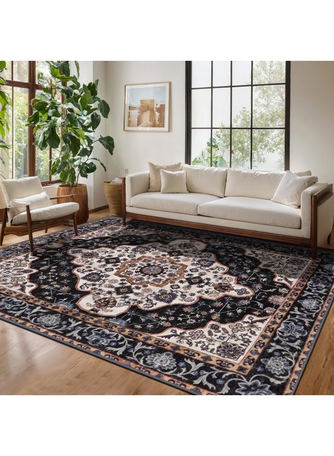Ciicool Area Rug 5x7ft Washable Rugs for Living Room Non-Slip Indoor Rugs Large Low-Pile Mat Floor Carpet Vintage Rug for Bedroom Dinning Foyer Decor - Image 2