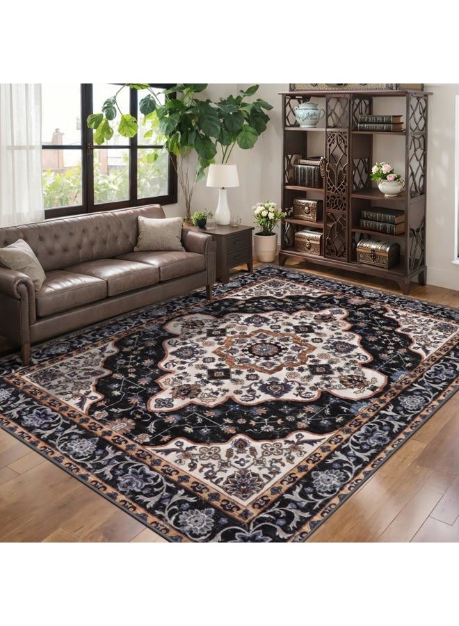 Ciicool Area Rug 5x7ft Washable Rugs for Living Room Non-Slip Indoor Rugs Large Low-Pile Mat Floor Carpet Vintage Rug for Bedroom Dinning Foyer Decor - Image 1