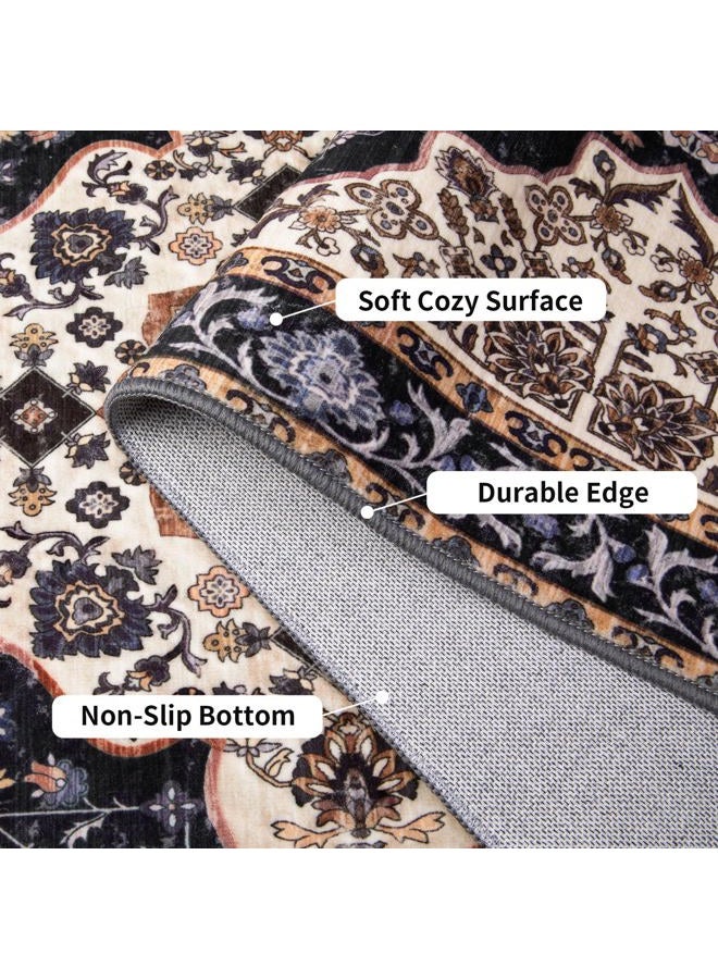 Ciicool Area Rug 5x7ft Washable Rugs for Living Room Non-Slip Indoor Rugs Large Low-Pile Mat Floor Carpet Vintage Rug for Bedroom Dinning Foyer Decor - Image 3