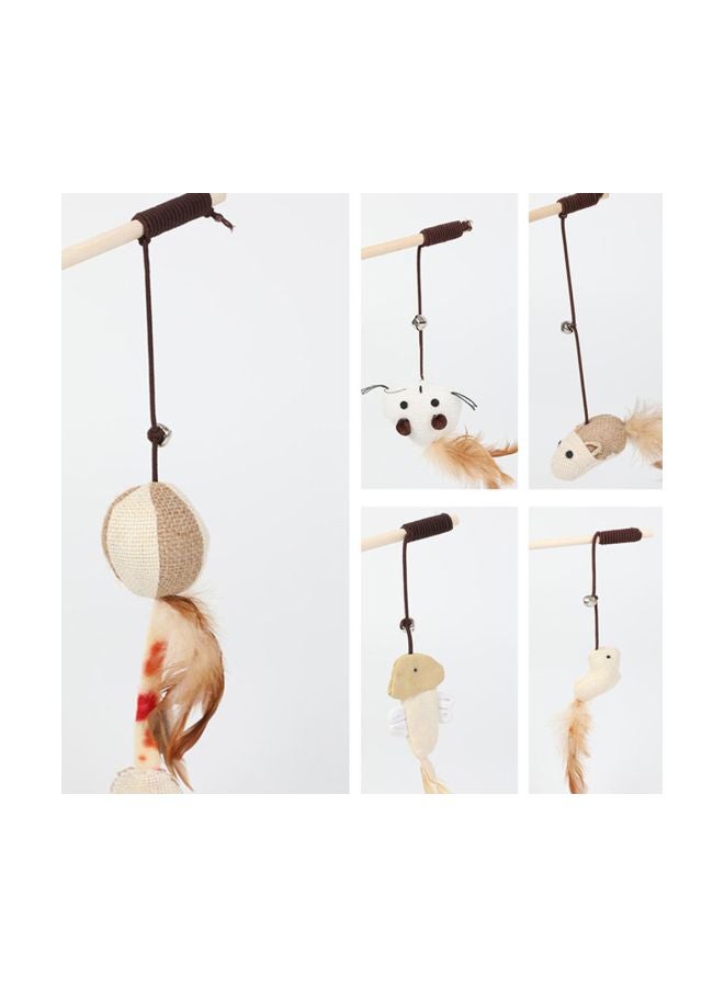 Cat Stick Interactive Training Toy Beige/Brown/White 410mm - Image 4