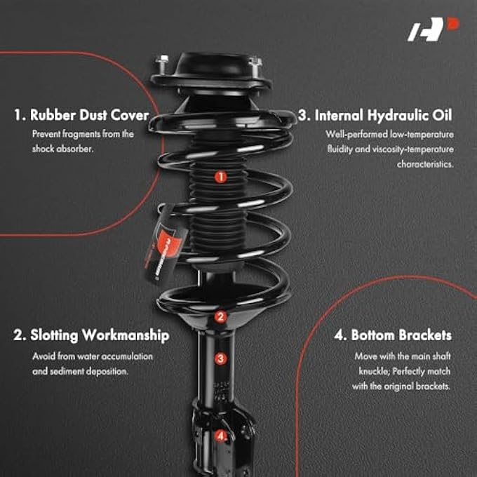 A-Premium Pair 2 Front Complete Shock Struts  Coil Spring Assembly Compatible With Subaru Legacy 2000 2001 2002 2003 2004 Driver And Passenger Side Replace 171448 171447 - Image 4