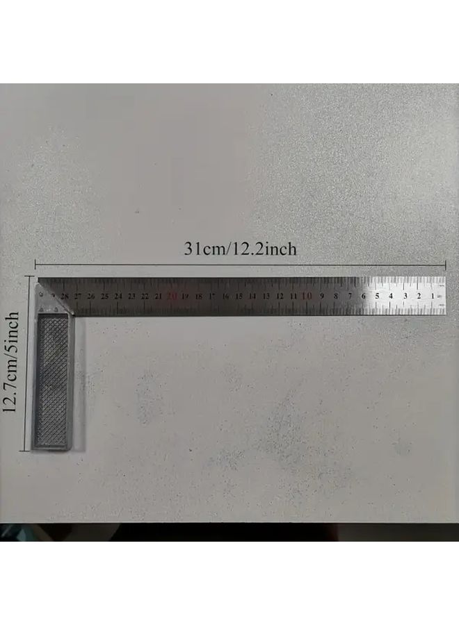 Stainless Steel Corner Ruler 300mm Square Silvery Textured Grip For Precision Woodworking Crafting Leveling Tool - Image 2