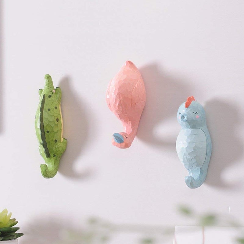 GeekGoodies GeekGoodies Flamingo Handmade Craft Animal Resin Wall Hooks for Kitchen Bathroom Bags Towel Coat Keys Robe Home Offices 1 Pack Flamingo - Image 3