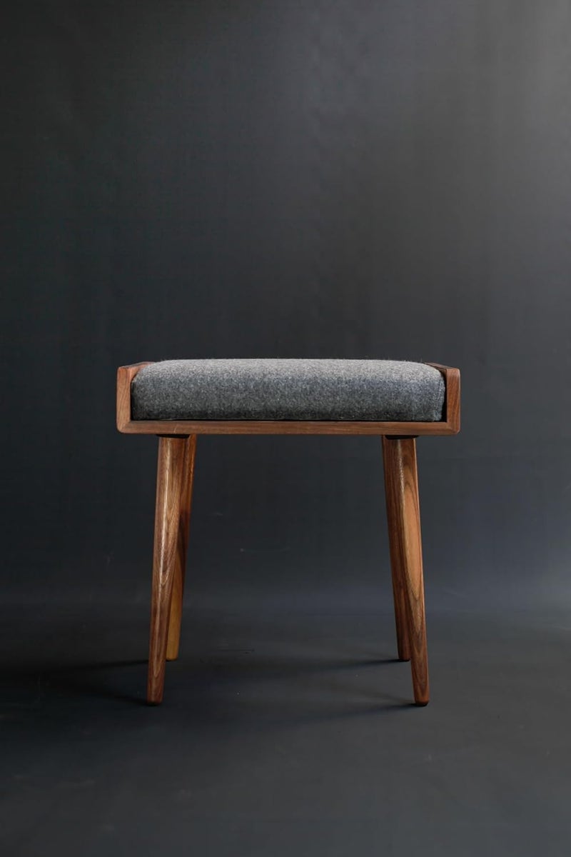 IThree Solid sheesham Wooden StoolSeatOttomanBench in Solid Sheesham Wood Stool with Cushion Sitting Chair - Image 2