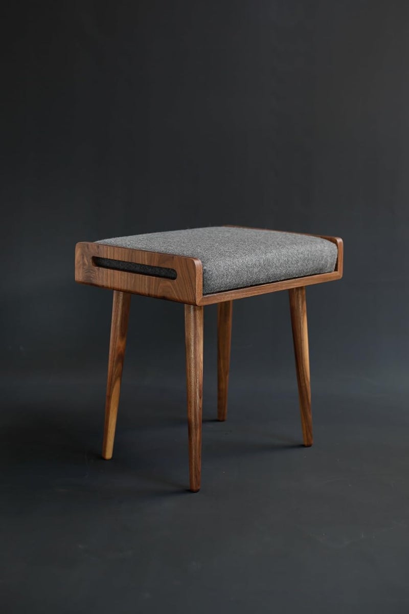 IThree Solid sheesham Wooden StoolSeatOttomanBench in Solid Sheesham Wood Stool with Cushion Sitting Chair - Image 4