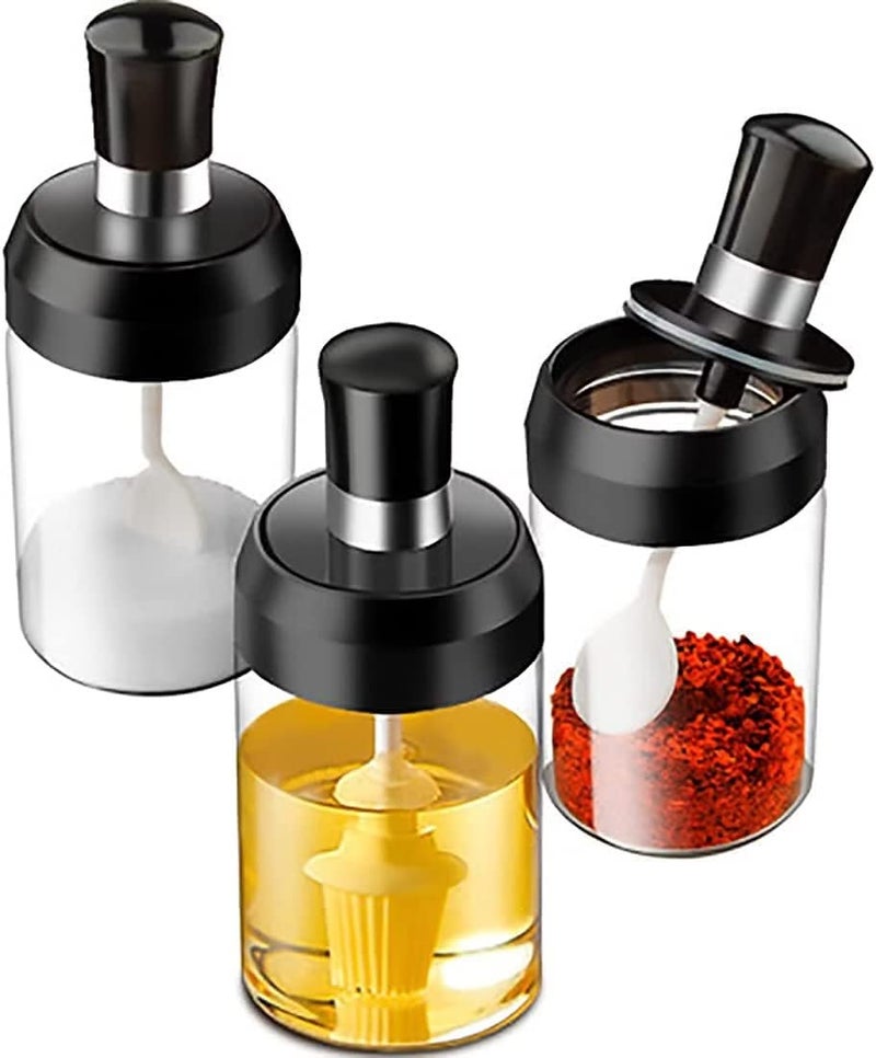 BLINE Silicate Glass Pickle Ghee Honey Jar Set of 3 Oil Dispenser Honey Dispenser Bottle Kitchen Seasoning Bottle Food Storage Jar Spice Jars Pickle Jar Pack of 3 - Image 1