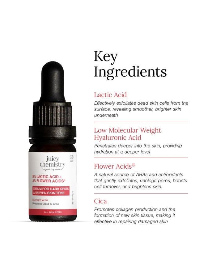 Juicy Chemistry Lactic Acid and Flower Acids Serum, 10 ml, Gentle Exfoliating Serum for Glowing Skin - Image 2