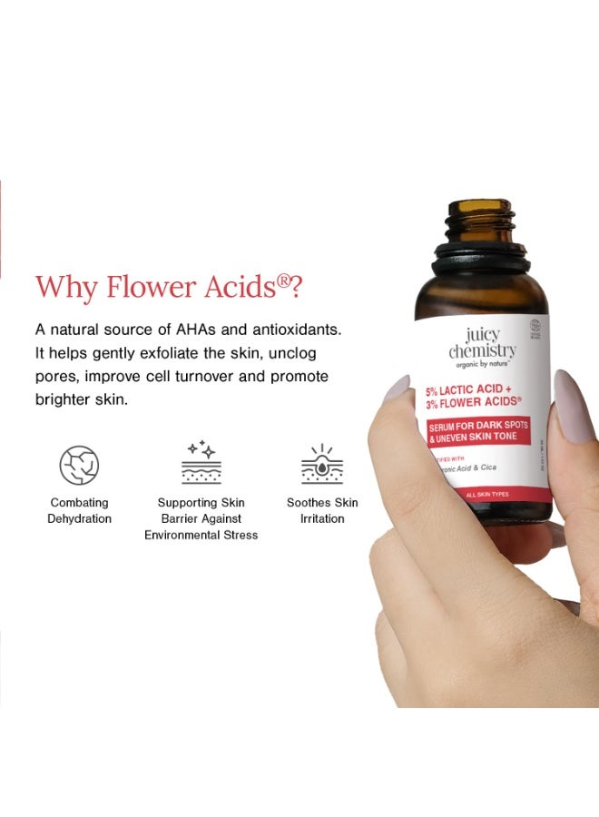 Juicy Chemistry Lactic Acid and Flower Acids Serum, 10 ml, Gentle Exfoliating Serum for Glowing Skin - Image 5