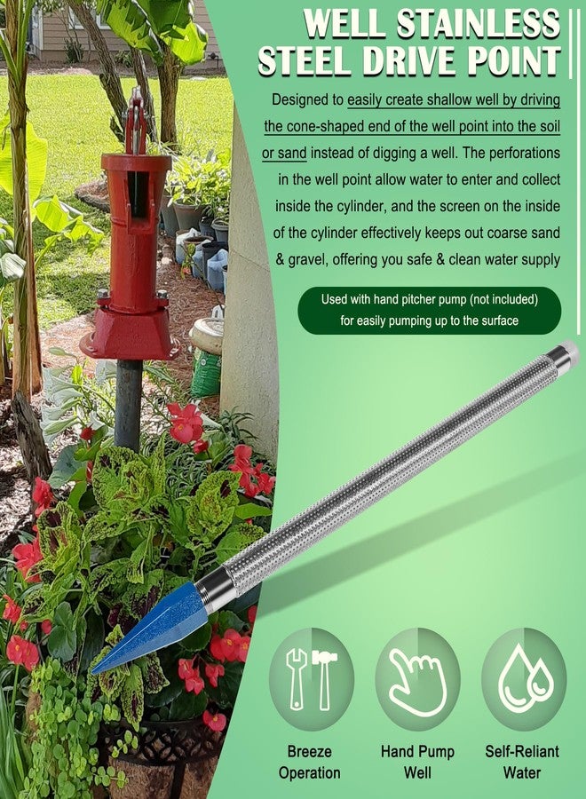 Bonbo 1721-1 1-1/4-Inch by 30-Inch Well Stainless Steel Drive Points, Heavy Duty Sand Points Well for Various of Soil, Drive Well Point - Image 4