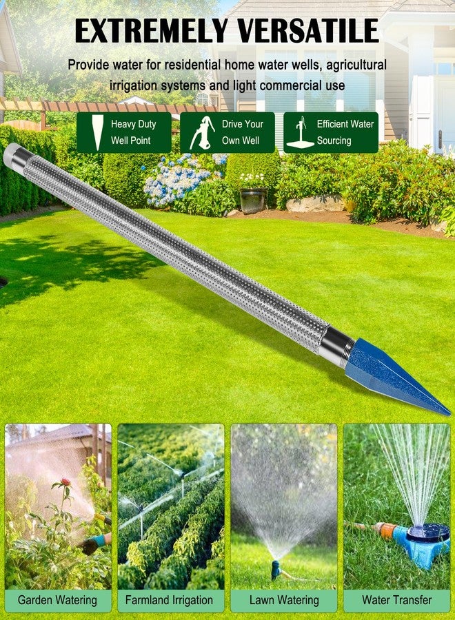 Bonbo 1721-1 1-1/4-Inch by 30-Inch Well Stainless Steel Drive Points, Heavy Duty Sand Points Well for Various of Soil, Drive Well Point - Image 3