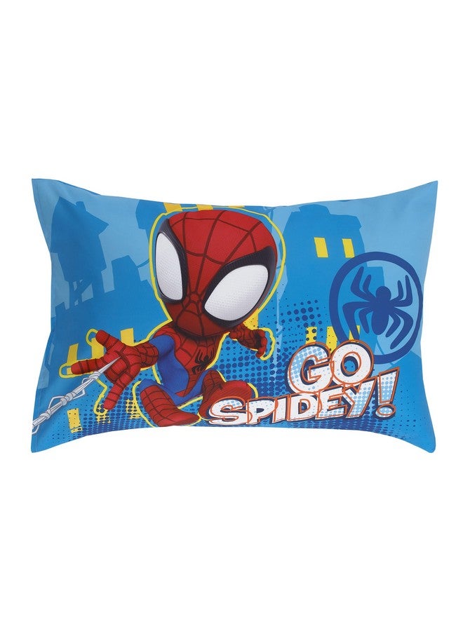 Disney Marvel Spidey and his Amazing Friends Spidey Team Red, White, and Blue 4 Piece Toddler Bed Set - Comforter, Fitted Bottom Sheet, Flat Top Sheet, and Reversible Pillowcase - Image 5